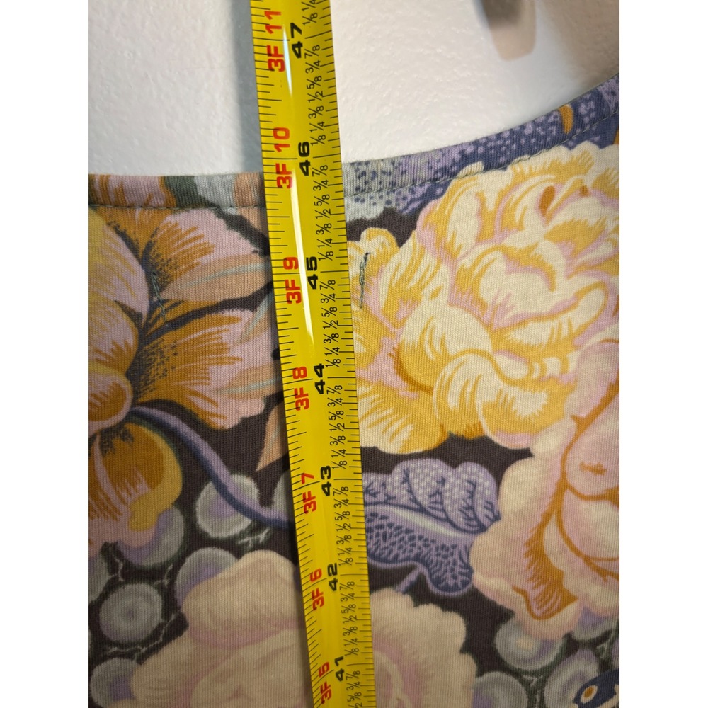 Chaps Maxi Dress Womens Large 100% Cotton Green Floral Tie Sleeve Boho Cottage - Picture 5 of 9